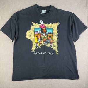 Vintage‎ Wild Oats Shirt Mens XL Black Glacier Park Native USA Made Sngle Stitch